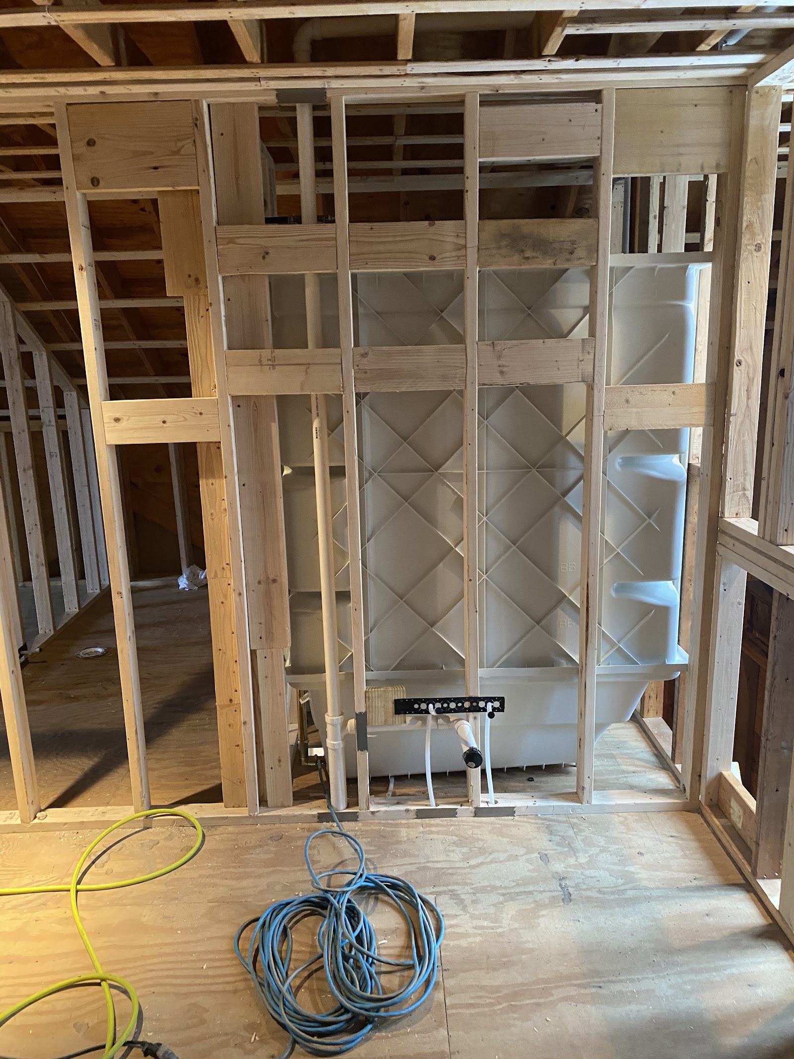 Plumbing rough-in work during a residential remodel